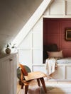 Recessed nap nook painted in red