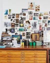 Collage wall above a desk