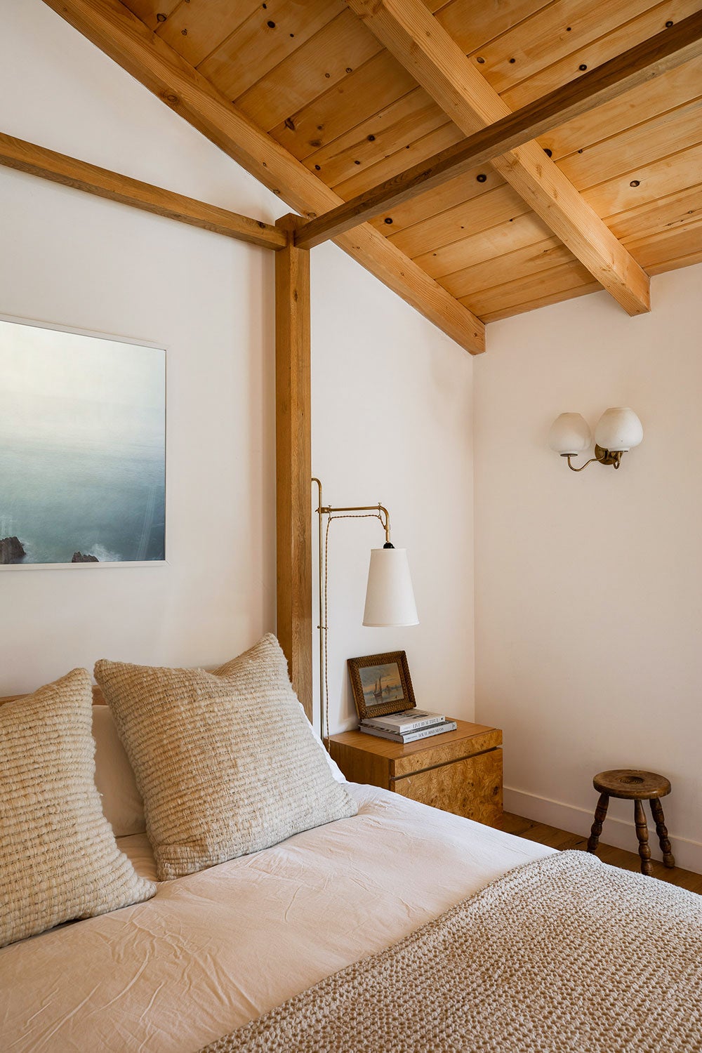 bedroom with wood ceiling