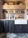 Small Kitchen Cabinet Ideas: two-tone cabinets with narrow uppers. 