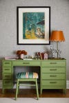 Green kids desk and stool