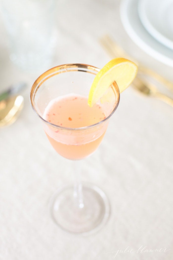 pink bubbly cocktail