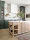 green and wood kitchen
