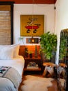 Bedroom with vintage Aztek prints