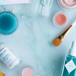 beauty products overhead