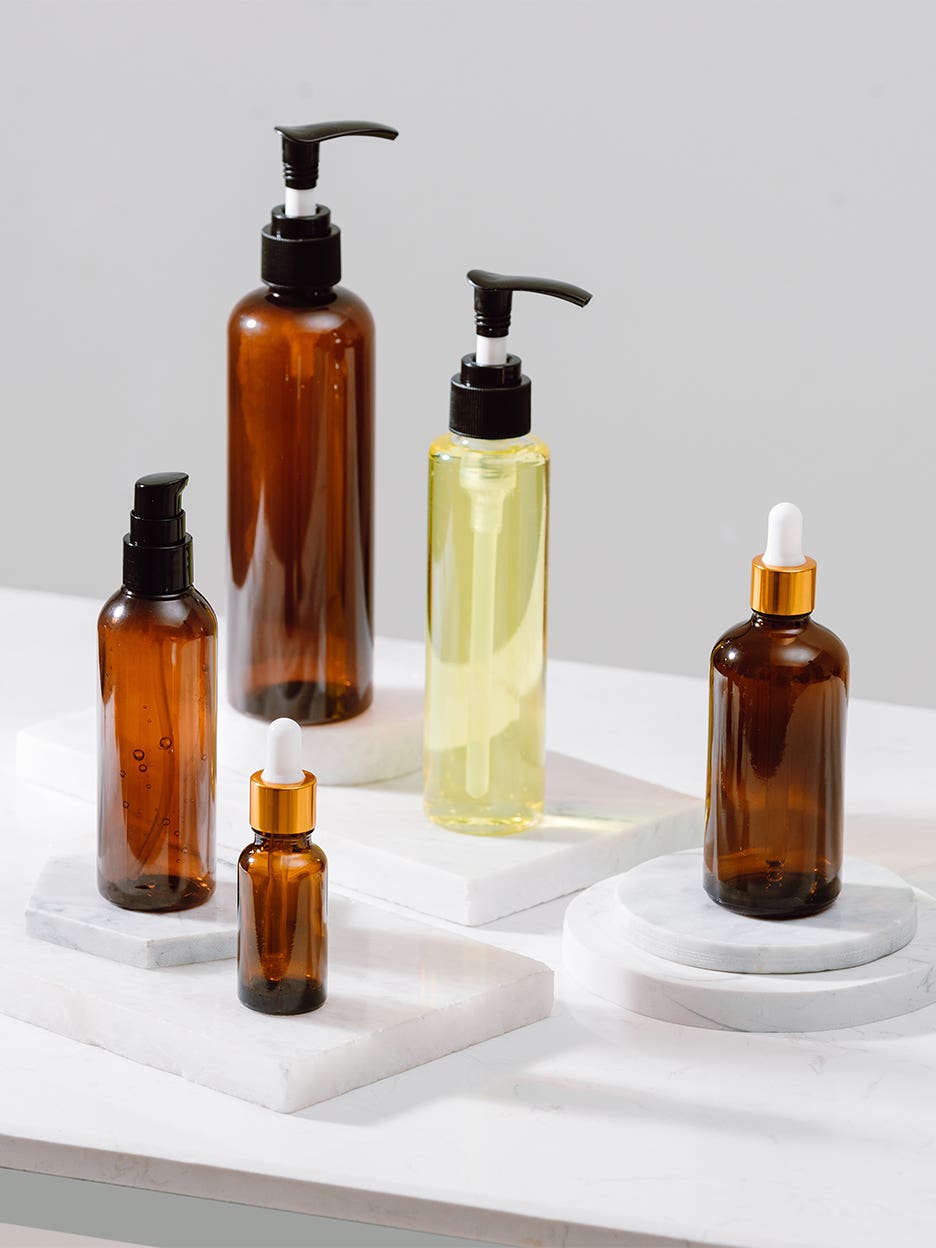 bottles of beauty products