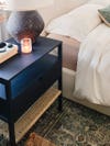 black and hemp nightstand