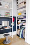 tall shelving units in a closet