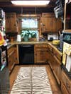tiny wood cabin kitchen