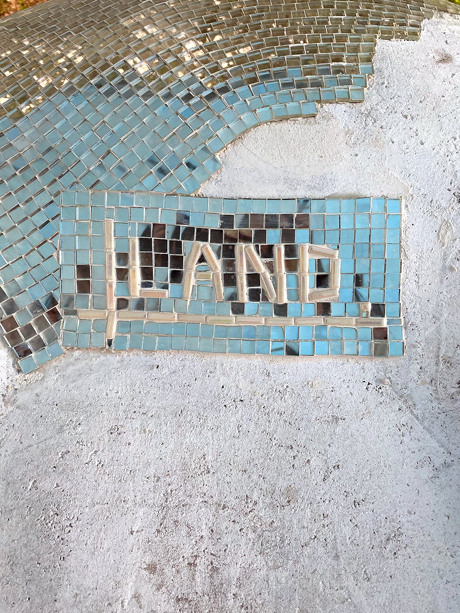 Lland written out in tiles