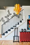 a bold-colored staircase