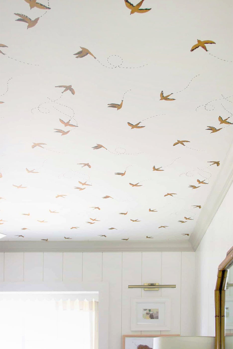 a ceiling with wallpaper