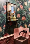pink and green powder room