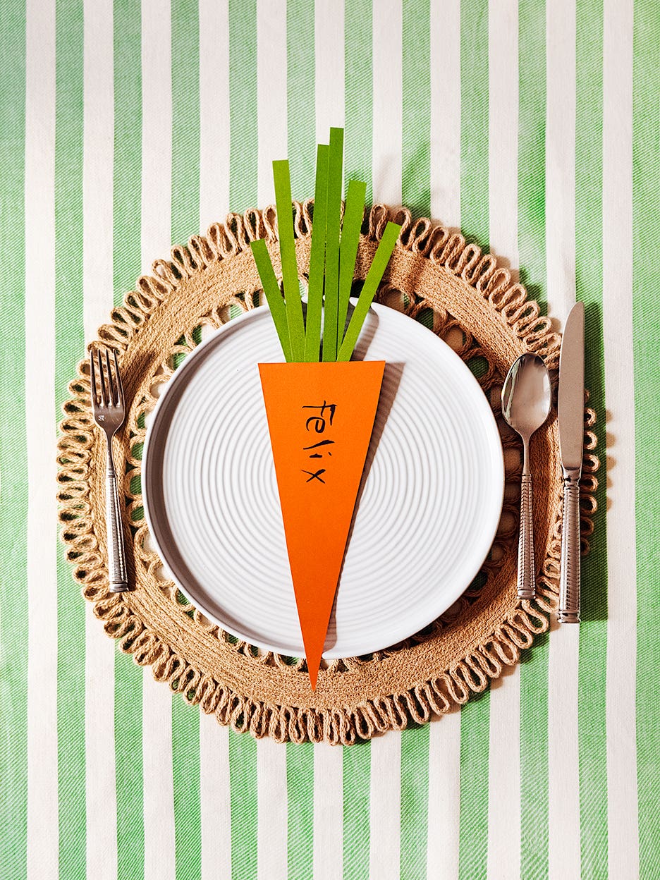 Gingham on Gingham, Paper Carrot Place Settings, and More Fun Ways to Set Your Easter Table