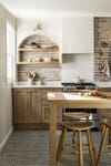 neutral kitchen with wood island