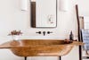 long wooden bowl sink