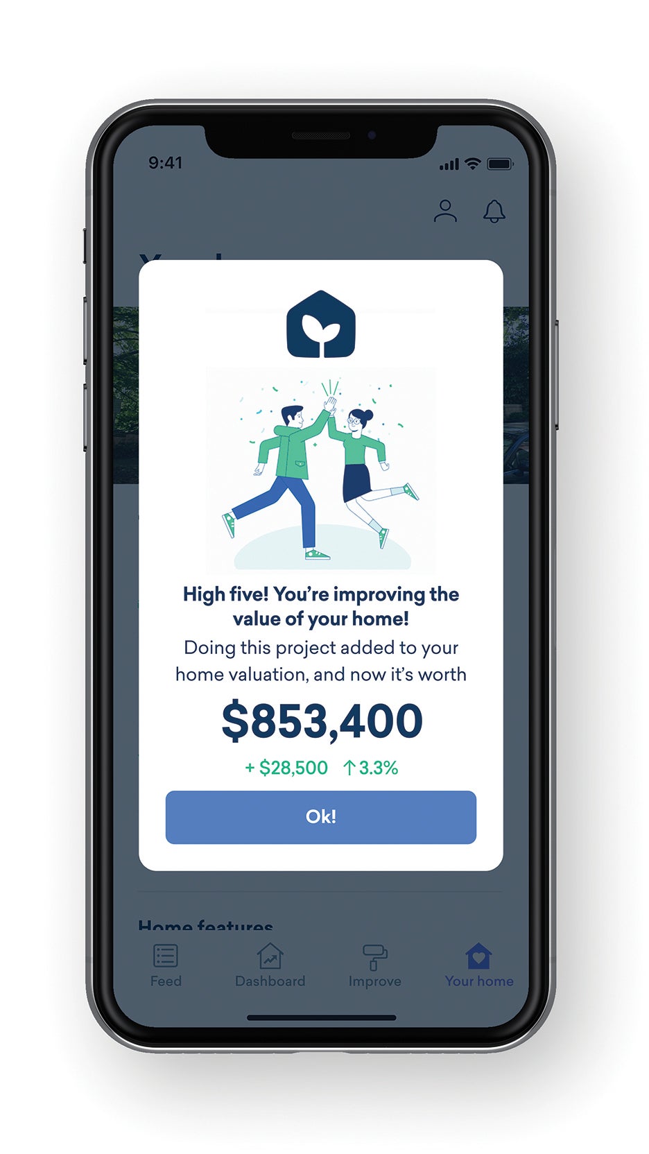 phone app showing money