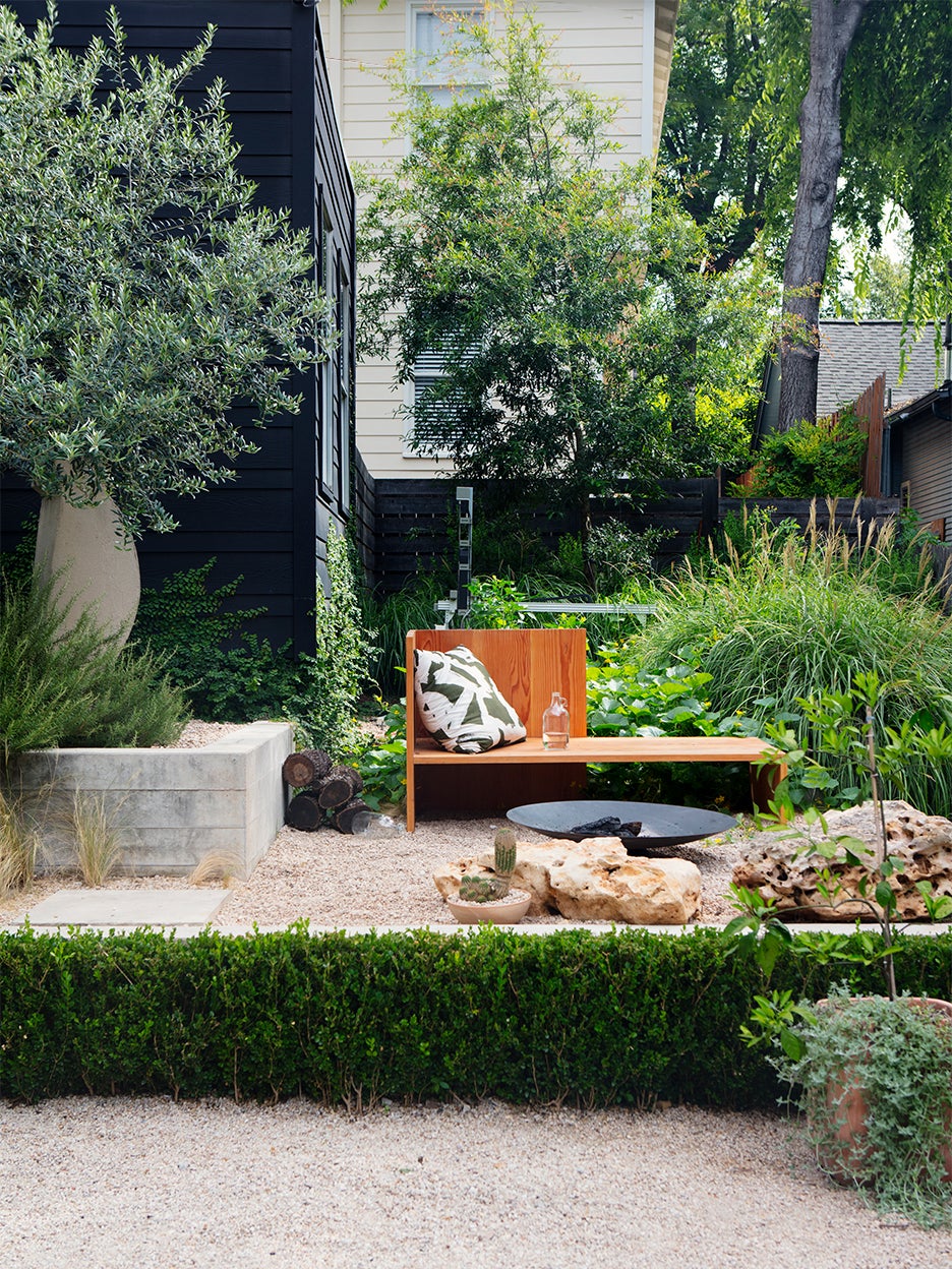 zen backyard with gravel