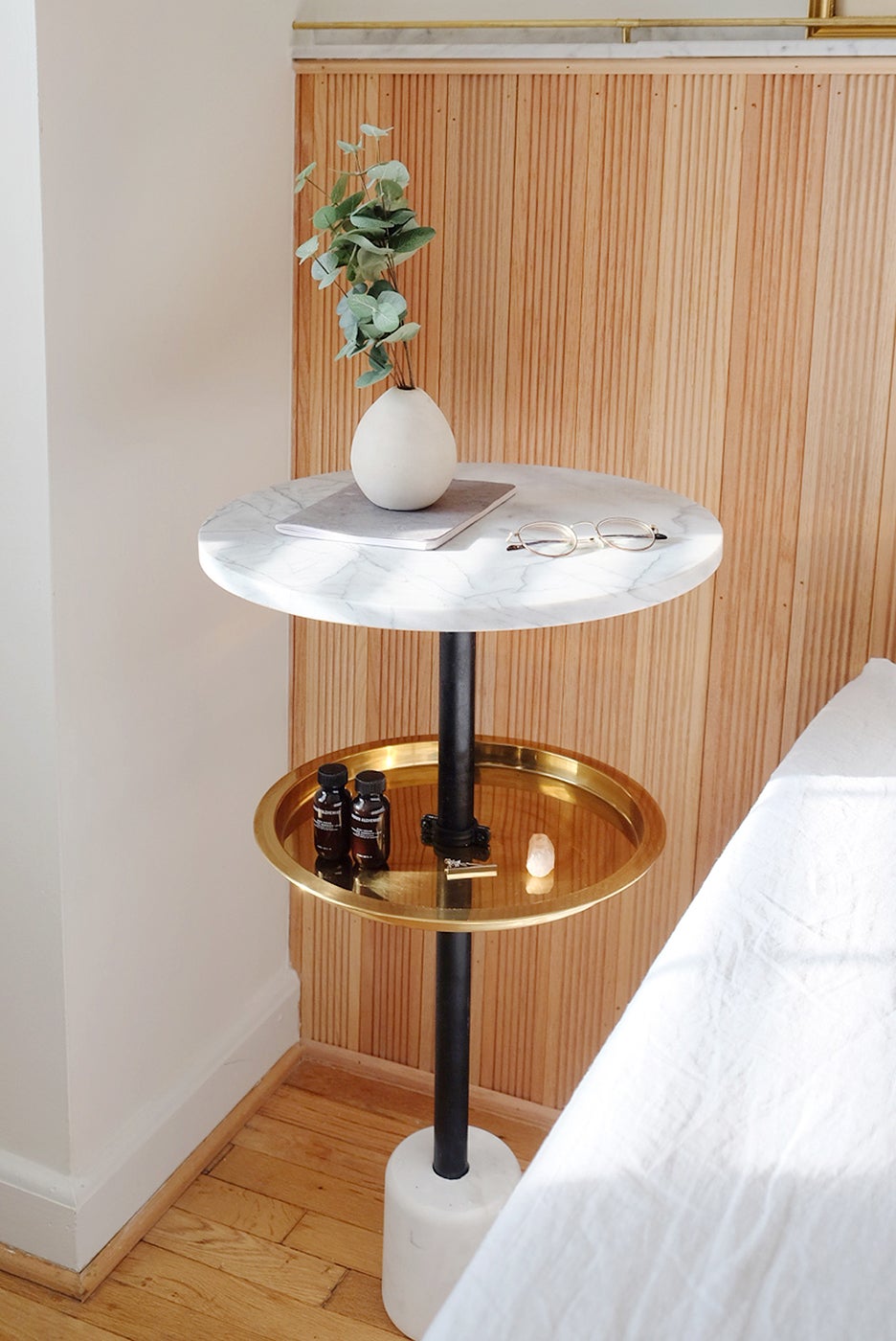 marble and brass side table