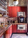 red l shaped kitchen