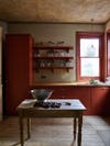 red farmhouse kitchen