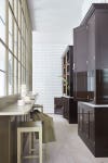 glossy brown cabinets