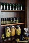 jarred spices in glass containters