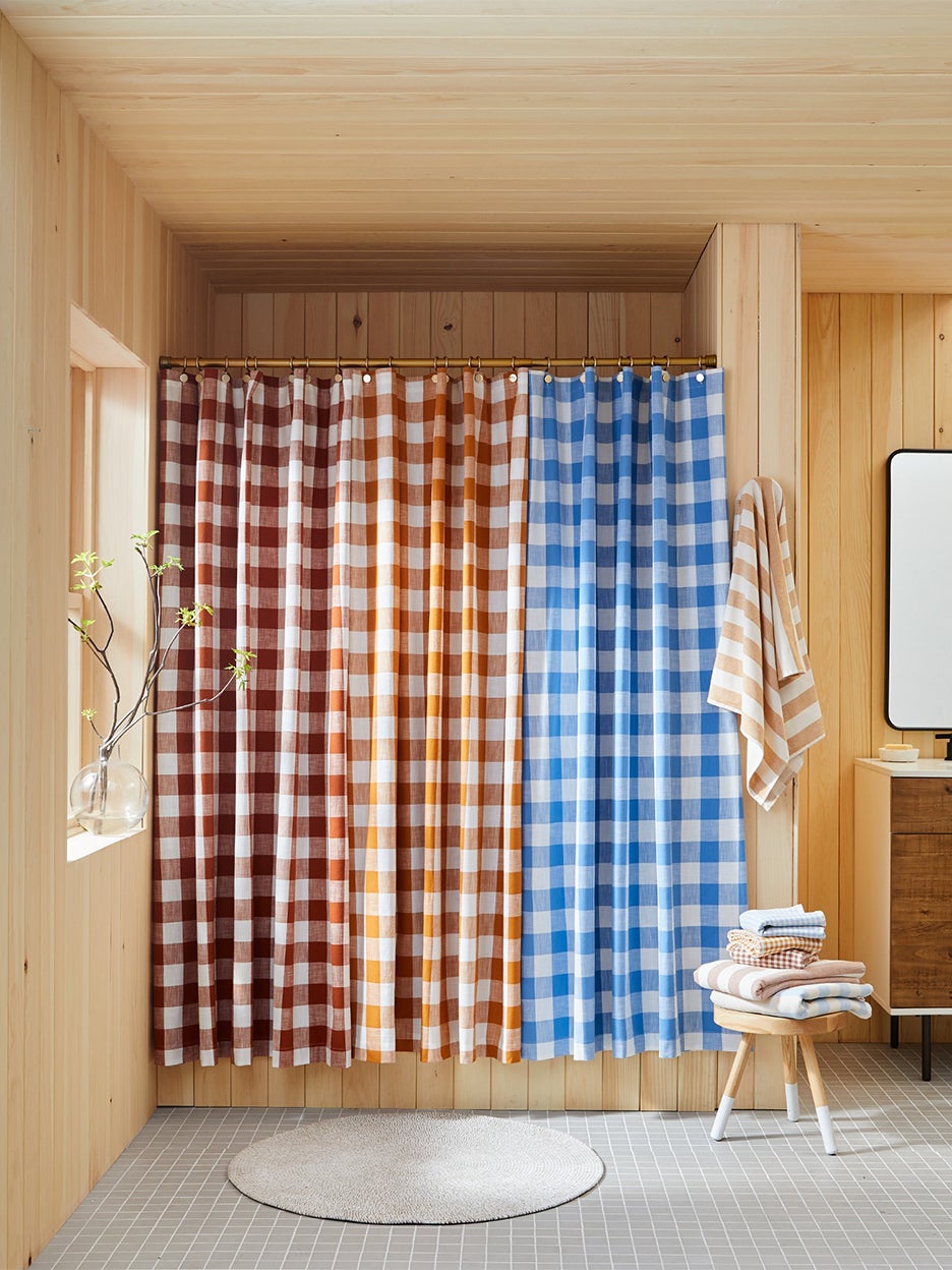 three shower curtains