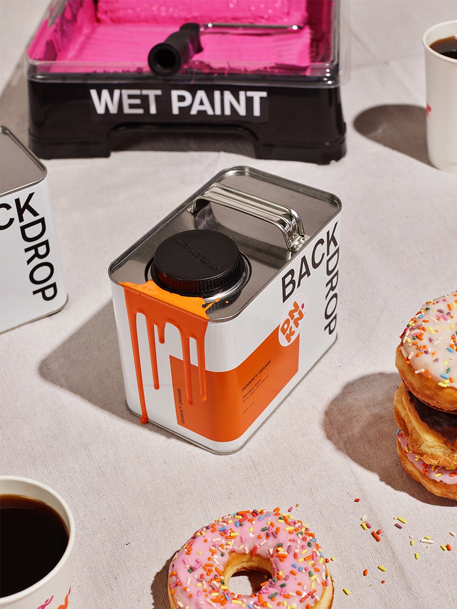 Orange Backdrop paint with donuts