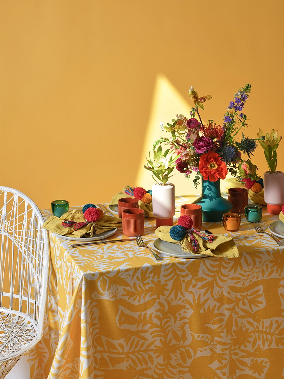 green and yellow table setting