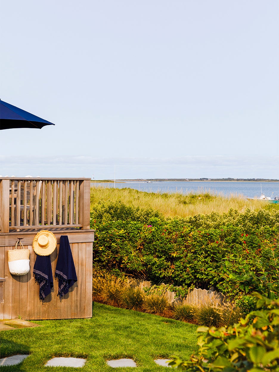 Nantucket beach with view of house deck