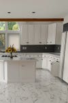 white floor and cabinets
