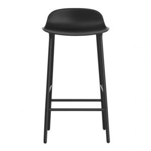 black counter stool with small curved back