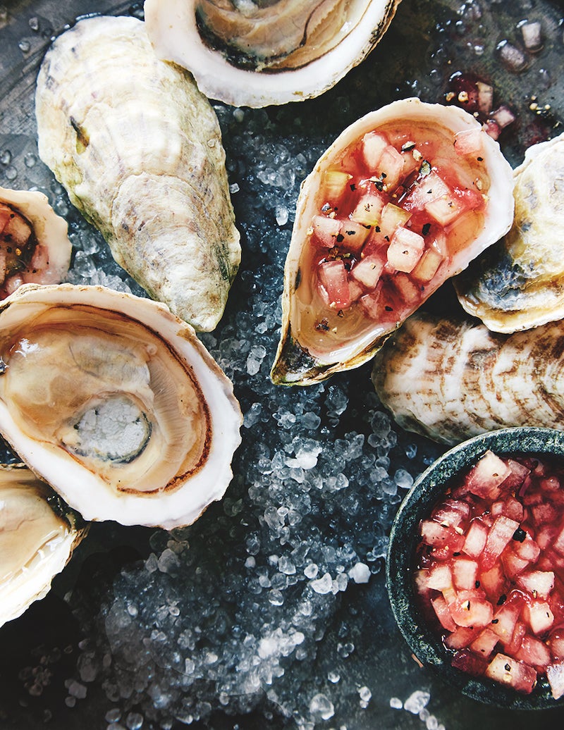 oysters covered in relish