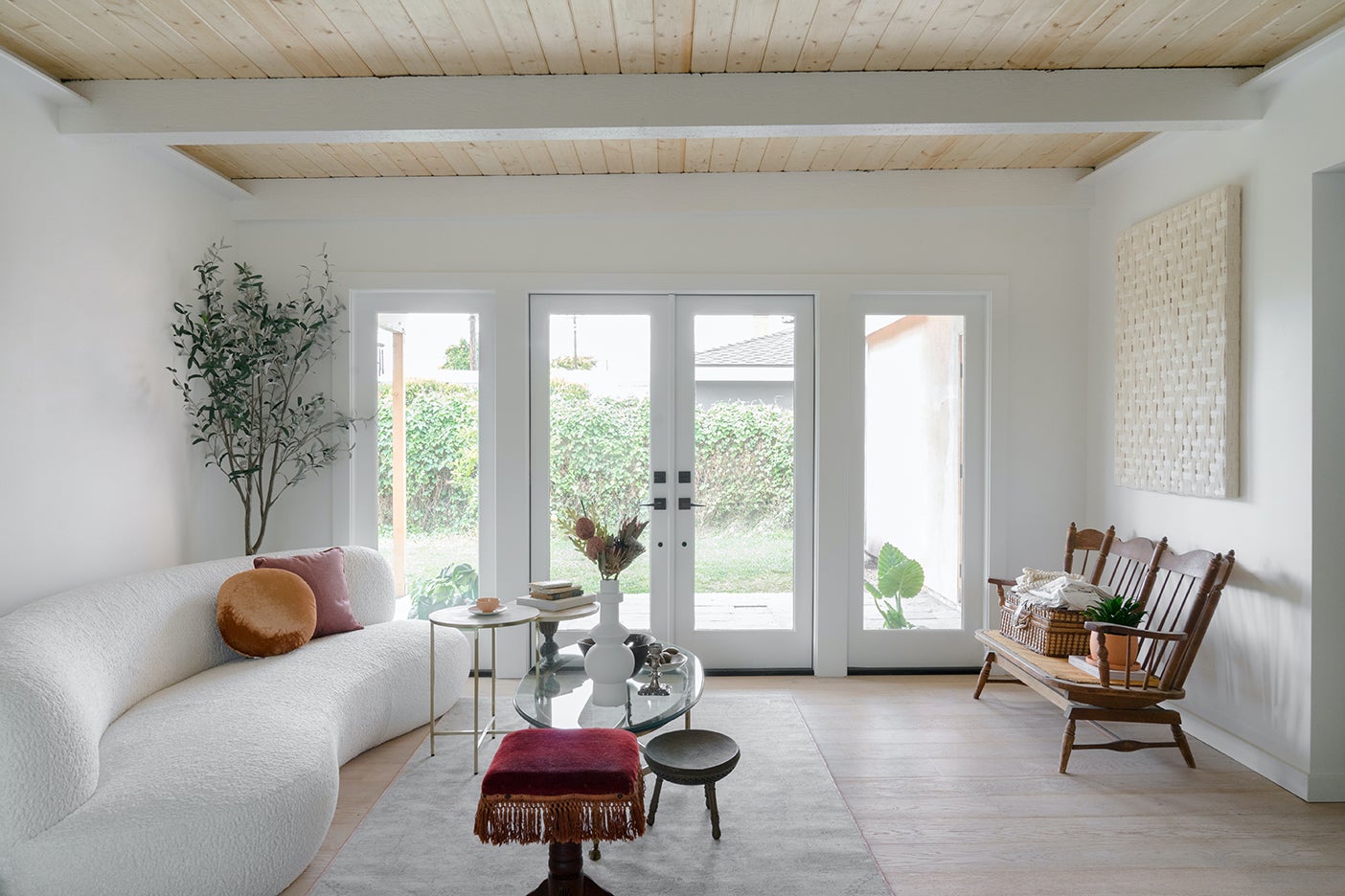 White living room with french doors