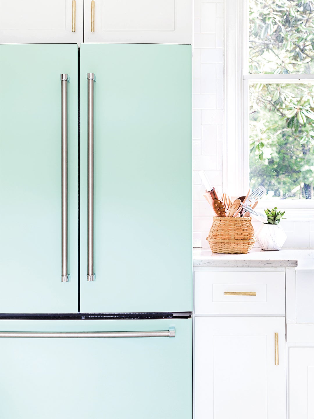 mint colored french door refrigerator