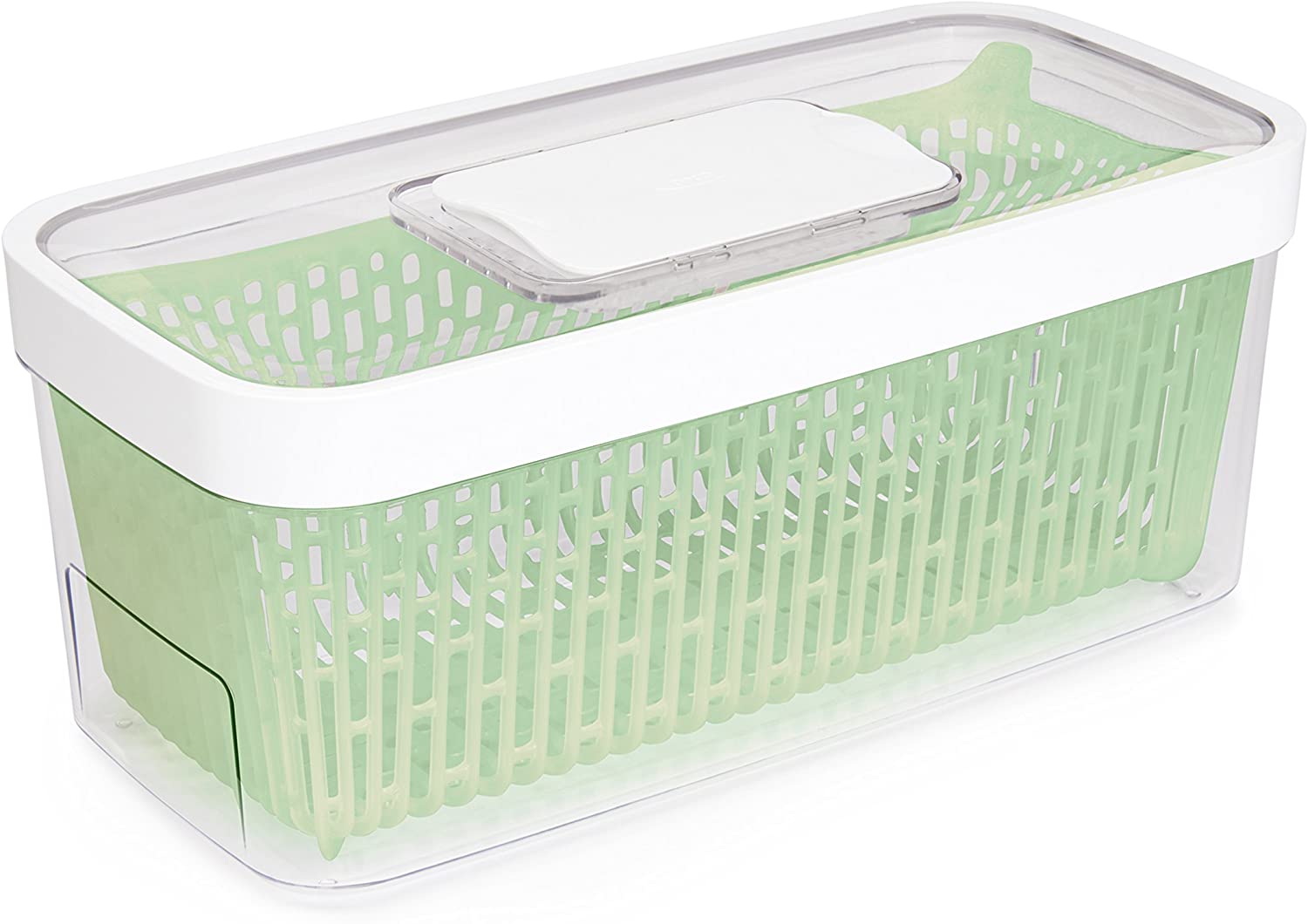 lime green and white container with lid