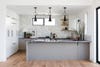 Modern Marble Kitchen, Wood Floors