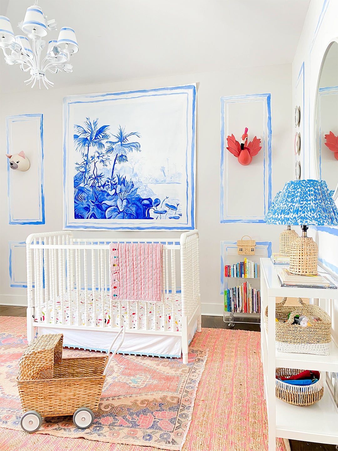 blue and white traditional nursery