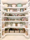 semi-circle shelves in pantry