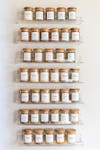 spices on acrylic shelves
