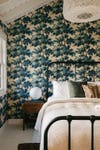blue wallpaper bedroom
