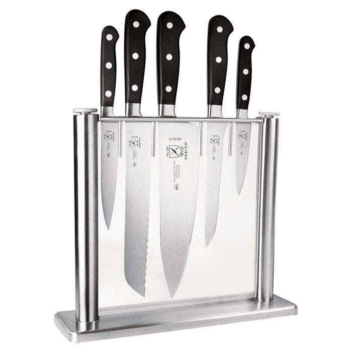 Mercer+Cutlery+Renaissance+6+Piece+Stainless+and+Glass+Forged+Knife+Block+Set