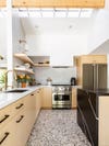 bright kitchen with lofted ceiling