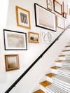 Gallery Wall, Brass Frames, Stairs