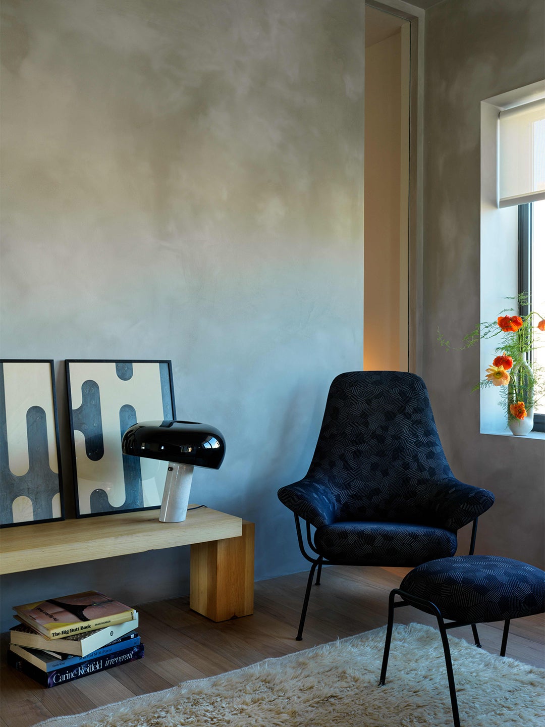 modern chair in living room corner