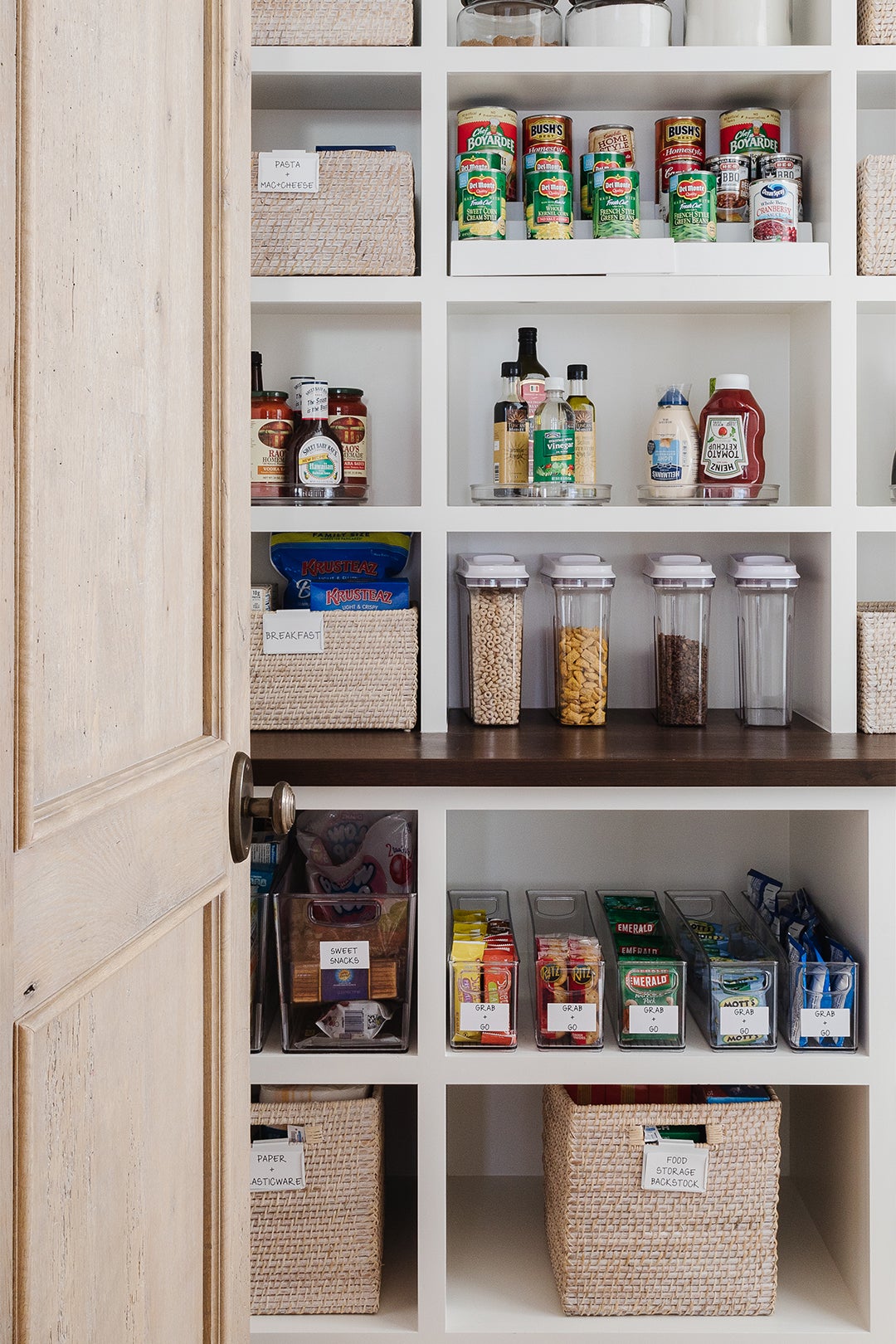 walk-in pantry with open cubbies