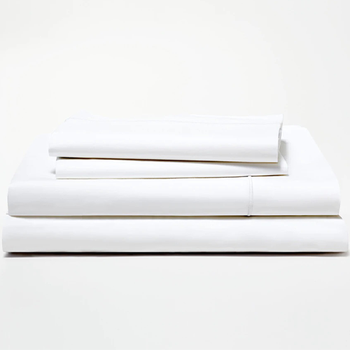 White Stack of Percale Sheets