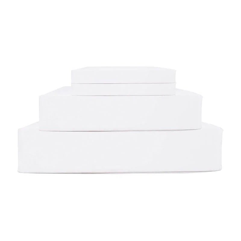 Set of White Percale Sheets Folded and Stacked