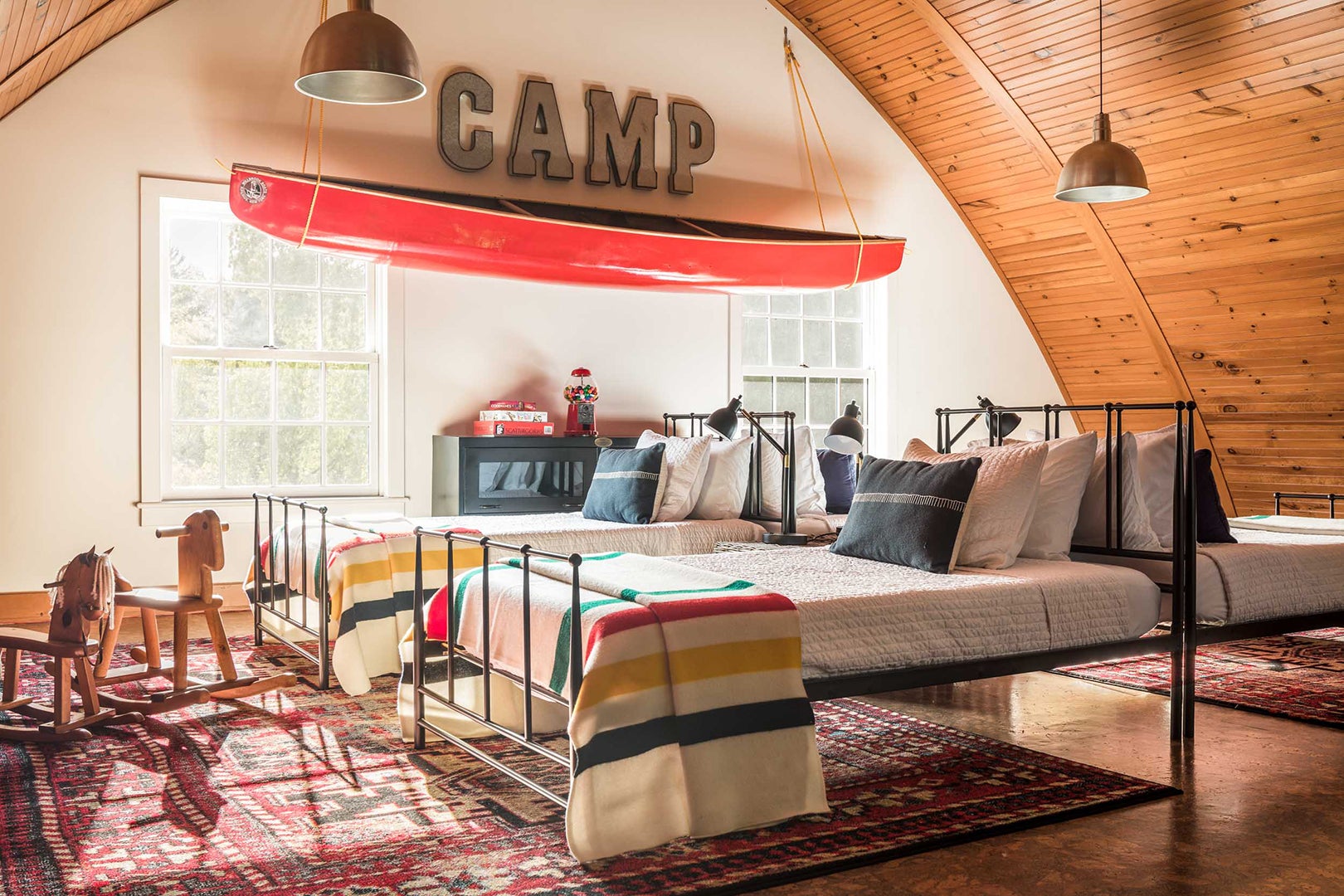 Canoe Hanging in Guest Room of Barn